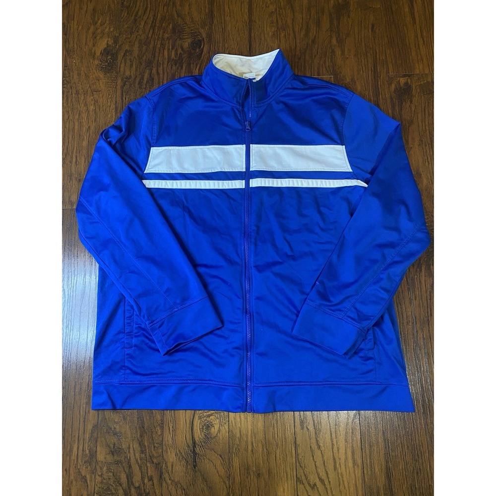 Starter‎ Mens Track Jacket 2XL Royal Blue White Stripe Full Zip Mock Neck Logo